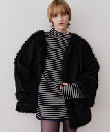 【予約】【J1U by LA BELLE ETUDE】ノーカラームートンライクボンディングコート