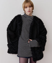 【予約】【J1U by LA BELLE ETUDE】ノーカラームートンライクボンディングコート