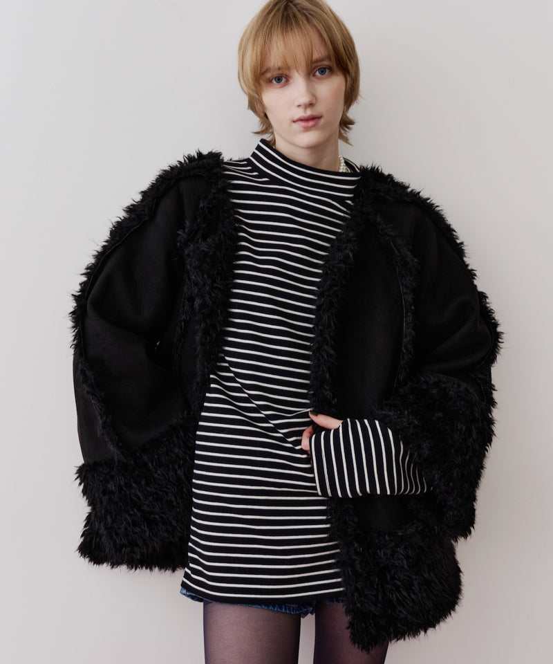 【予約】【J1U by LA BELLE ETUDE】ノーカラームートンライクボンディングコート