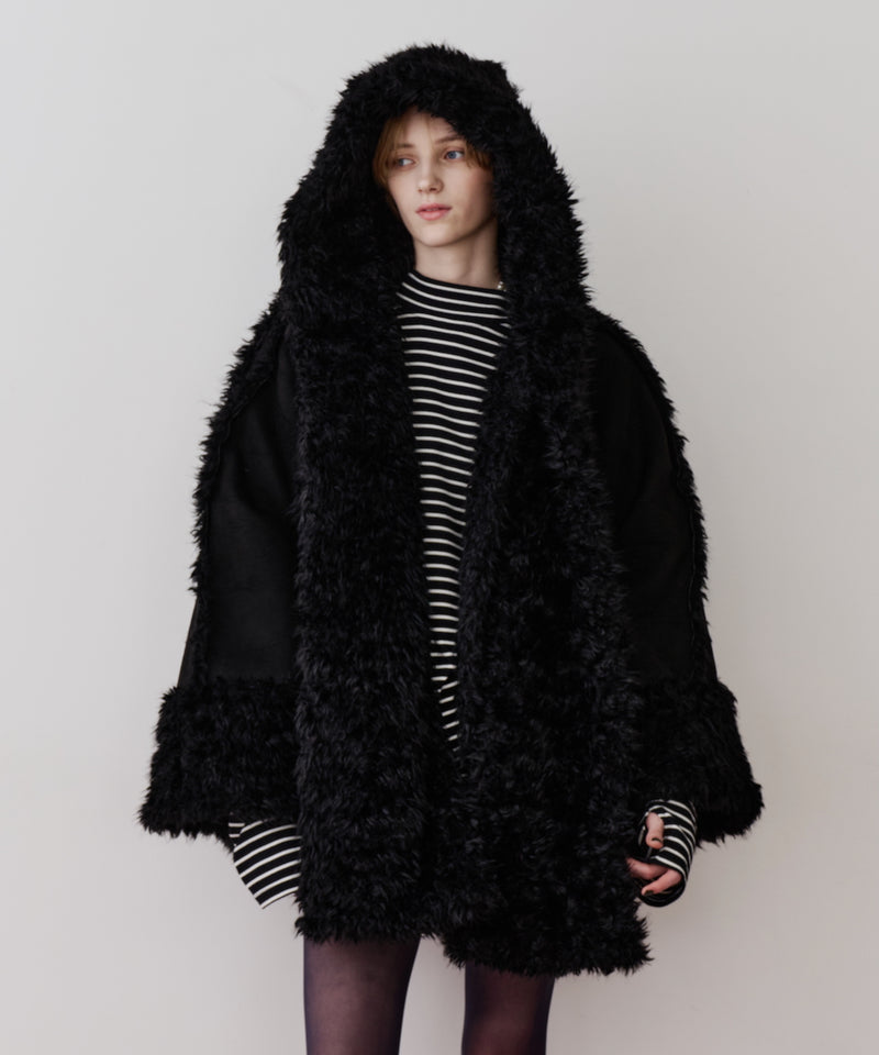 【予約】【J1U by LA BELLE ETUDE】ノーカラームートンライクボンディングコート