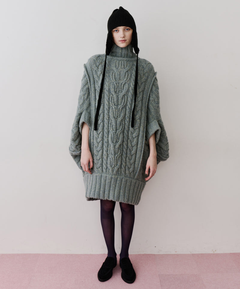 【予約】ケイブルBIGニットワンピース