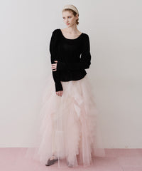 【一部カラー予約】シアーベロアパフギャザーTOPS