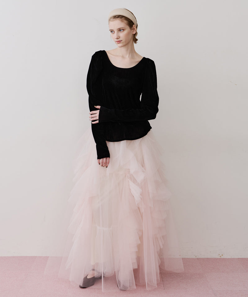【一部カラー予約】シアーベロアパフギャザーTOPS