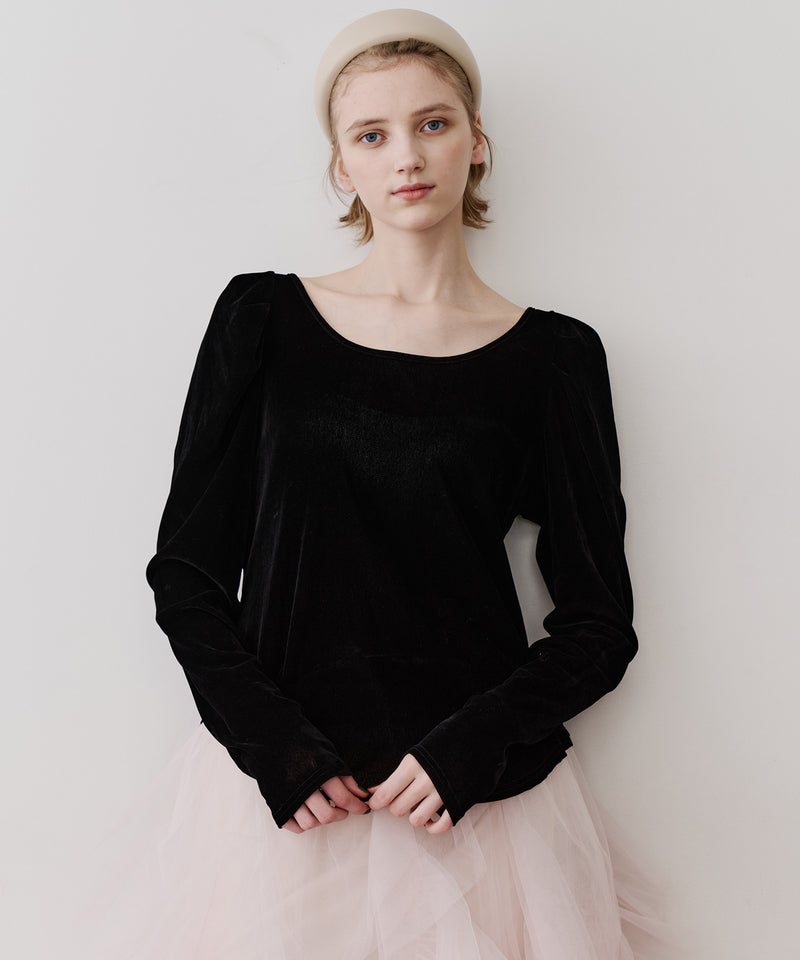 【一部カラー予約】シアーベロアパフギャザーTOPS