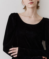 【一部カラー予約】シアーベロアパフギャザーTOPS