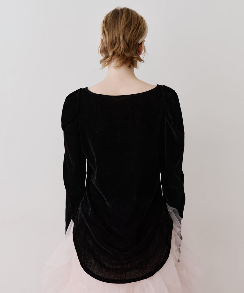 【一部カラー予約】シアーベロアパフギャザーTOPS