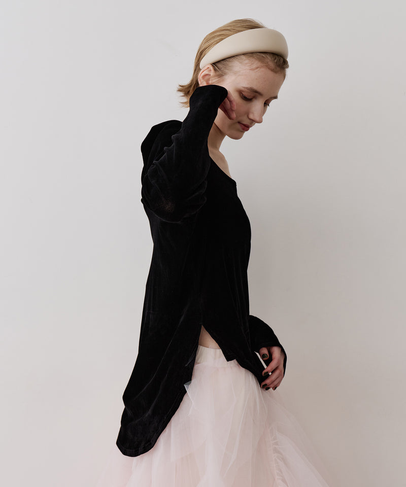 【一部カラー予約】シアーベロアパフギャザーTOPS