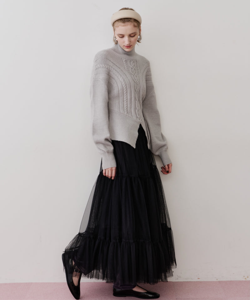 【TEN by LA BELLE ETUDE】ケーブル柄ペプラムニット