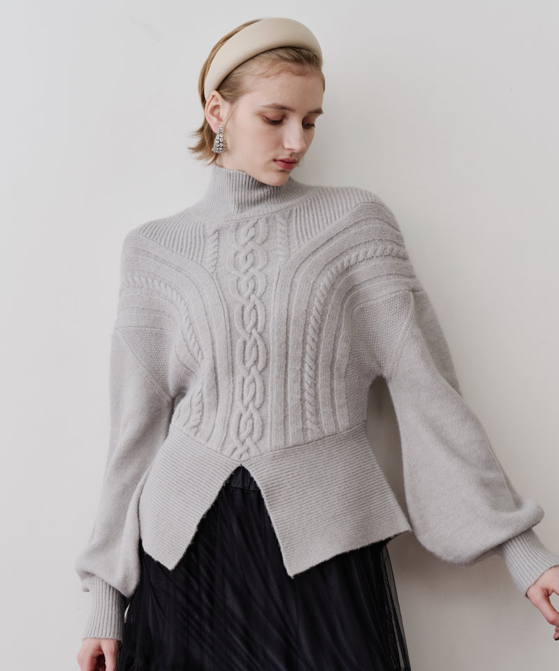 【TEN by LA BELLE ETUDE】ケーブル柄ペプラムニット