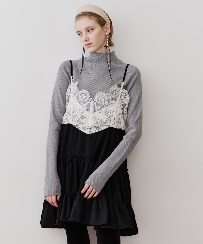 【一部カラー予約】ハイネックリブ長袖ニット