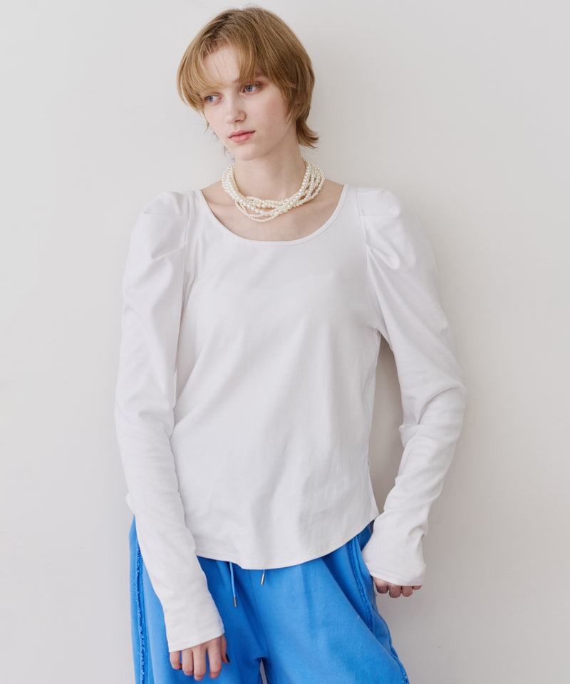 【再入荷予約】ギャザーパフロングスリーブカットソー