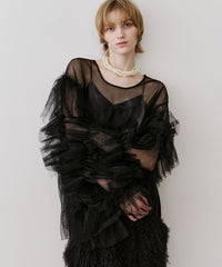 ボリュームチュールギャザーデザインTOPS