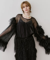 ボリュームチュールギャザーデザインTOPS