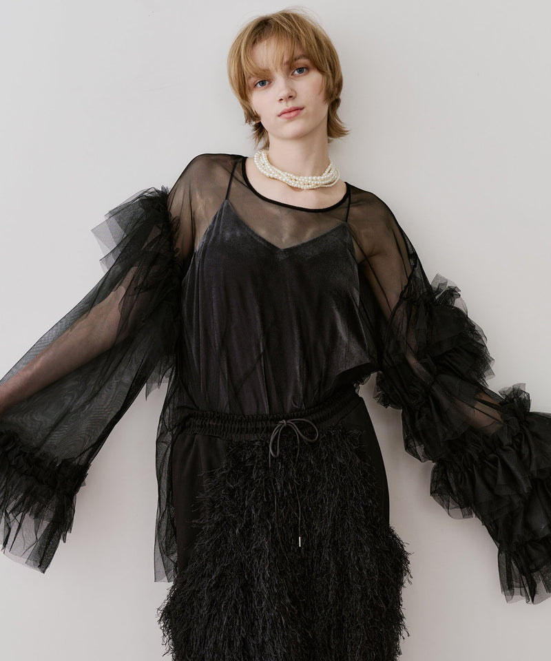 ボリュームチュールギャザーデザインTOPS