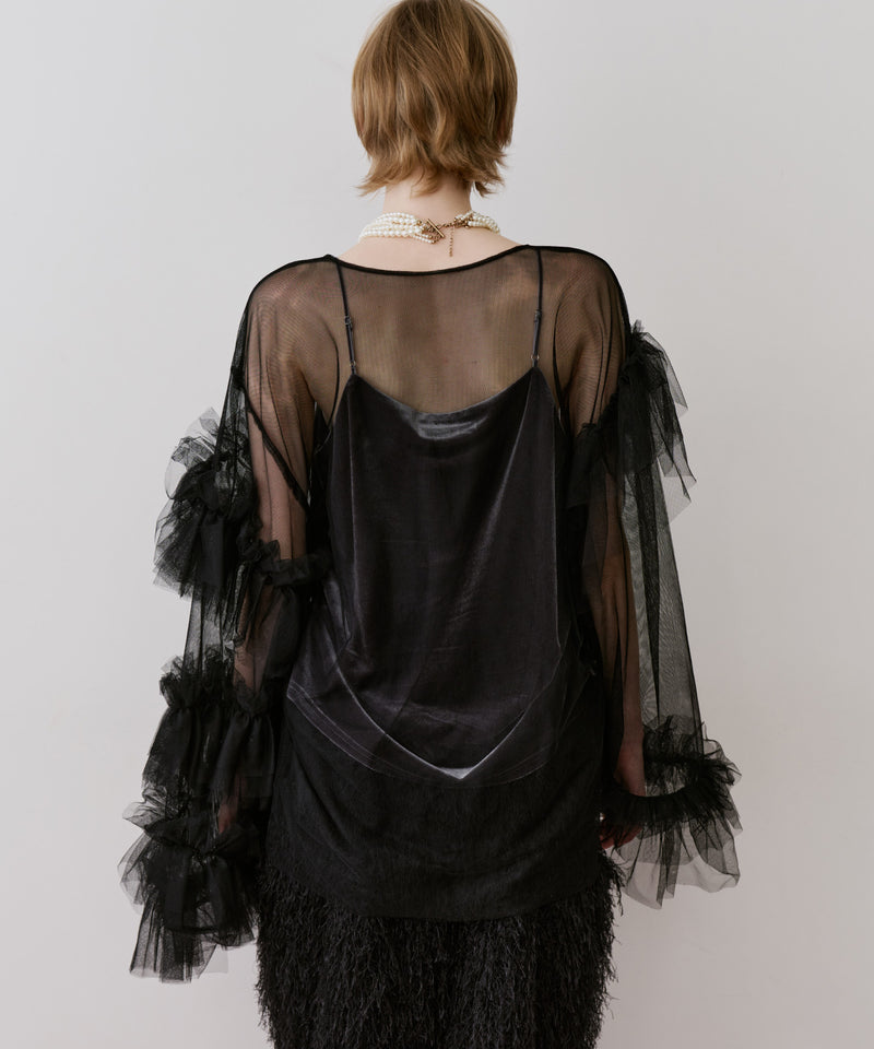 ボリュームチュールギャザーデザインTOPS