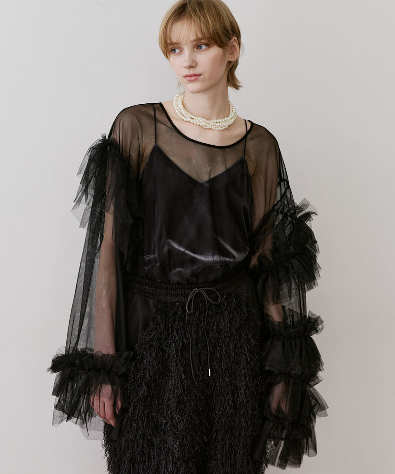 ボリュームチュールギャザーデザインTOPS