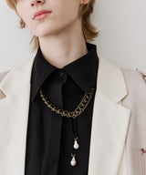 vintage調チェーン×ベロアリボンネックレス