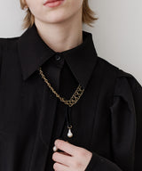 vintage調チェーン×ベロアリボンネックレス