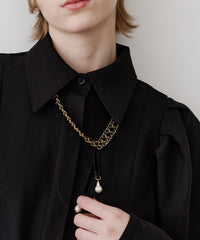 vintage調チェーン×ベロアリボンネックレス