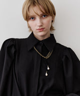 vintage調チェーン×ベロアリボンネックレス