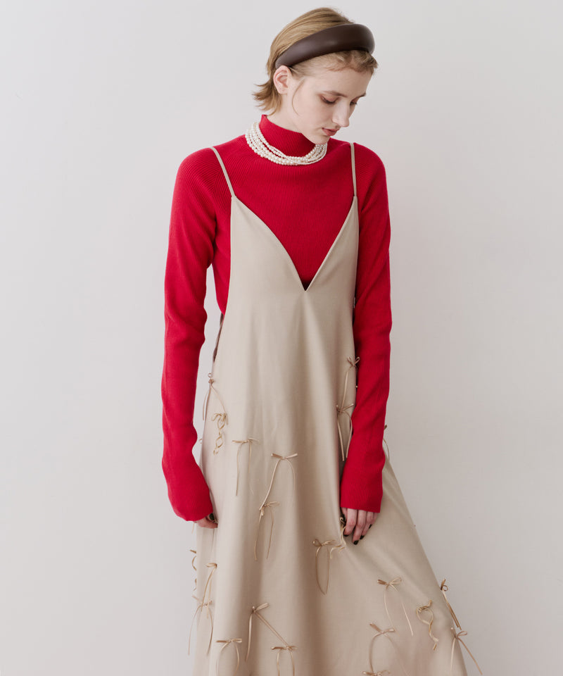 【予約】ハイネックリブ長袖ニット