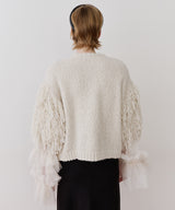 【TEN by LA BELLE ETUDE】レース刺繍MIXモチーフ×ループフリンジニットカーディガン