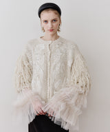 【TEN by LA BELLE ETUDE】レース刺繍MIXモチーフ×ループフリンジニットカーディガン