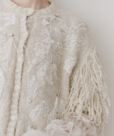 【TEN by LA BELLE ETUDE】レース刺繍MIXモチーフ×ループフリンジニットカーディガン