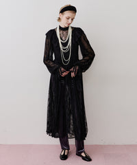 【J1U by LA BELLE ETUDE】vintage調ストライプフラワー総レースドレスOP