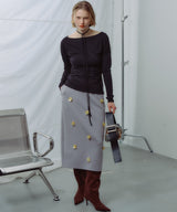 【yae】Boat neck ribbon long T shirt / ボートネックリボンロングTシャツ