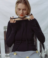 【yae】Boat neck ribbon long T shirt / ボートネックリボンロングTシャツ