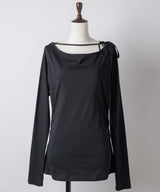 【yae】Boat neck ribbon long T shirt / ボートネックリボンロングTシャツ