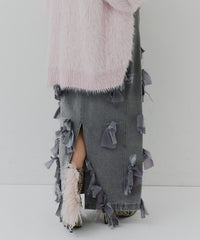 【J1U by LA BELLE ETUDE】many ribbon denim skirt