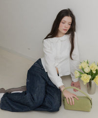 【GIUNON】round collar frill shirt / ラウンドカラーフリルシャツ