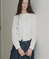 【GIUNON】round collar frill shirt / ラウンドカラーフリルシャツ