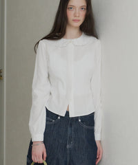 【GIUNON】round collar frill shirt / ラウンドカラーフリルシャツ