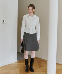 【GIUNON】round collar frill shirt / ラウンドカラーフリルシャツ
