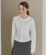 【GIUNON】round collar frill shirt / ラウンドカラーフリルシャツ