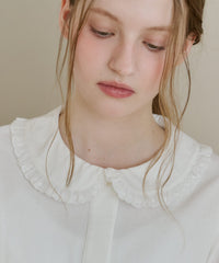 【GIUNON】round collar frill shirt / ラウンドカラーフリルシャツ
