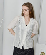 【yae】Short sleeve lace blouse / ショートスリーブレースブラウス