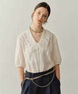 【yae】Short sleeve lace blouse / ショートスリーブレースブラウス