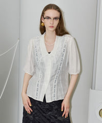 【yae】Short sleeve lace blouse / ショートスリーブレースブラウス
