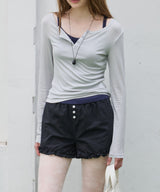 【GIUNON】hem frill short pants / ヘムフリルショートパンツ
