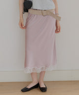 【GIUNON】satin lace long skirt / サテンレースロングスカート