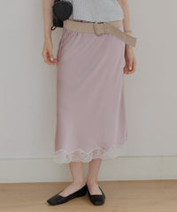 【GIUNON】satin lace long skirt / サテンレースロングスカート