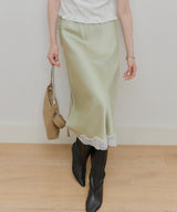 【GIUNON】satin lace long skirt / サテンレースロングスカート
