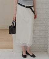 【GIUNON】satin lace long skirt / サテンレースロングスカート