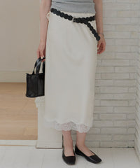 【GIUNON】satin lace long skirt / サテンレースロングスカート