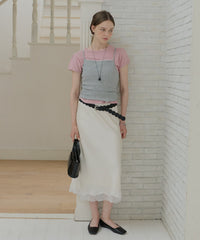 【GIUNON】satin lace long skirt / サテンレースロングスカート
