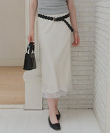 【GIUNON】satin lace long skirt / サテンレースロングスカート